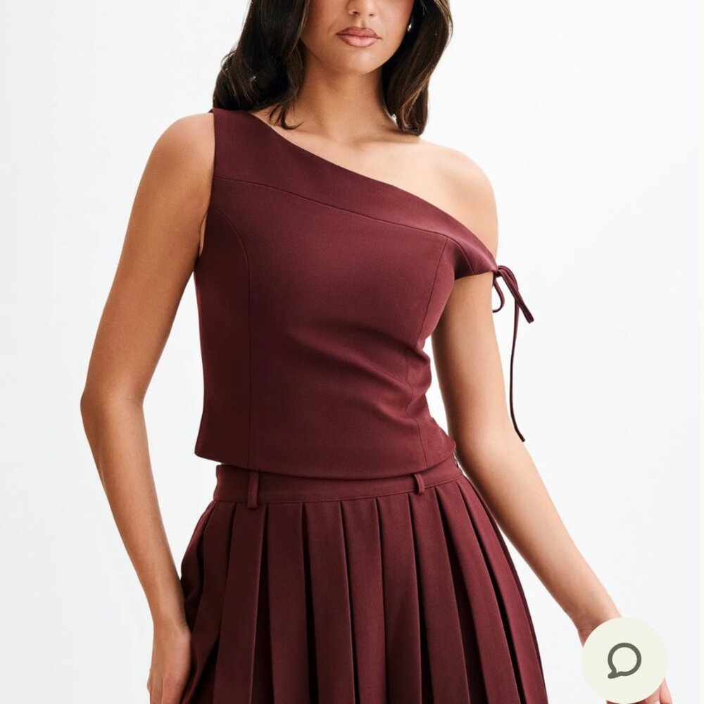 Meshki Ramsey Suiting Off Shoulder Top Plum